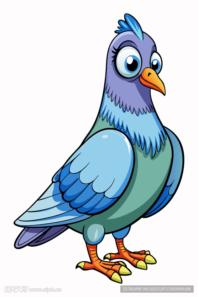 可爱蓝紫羽毛卡通鸽子