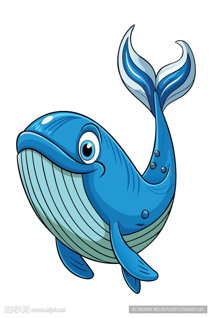 可爱蓝色卡通鲸鱼形象