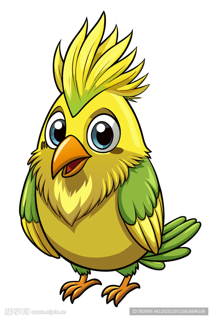 可爱的黄色鹦鹉卡通形象