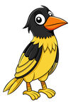 可爱卡通黑黄相间小鸟