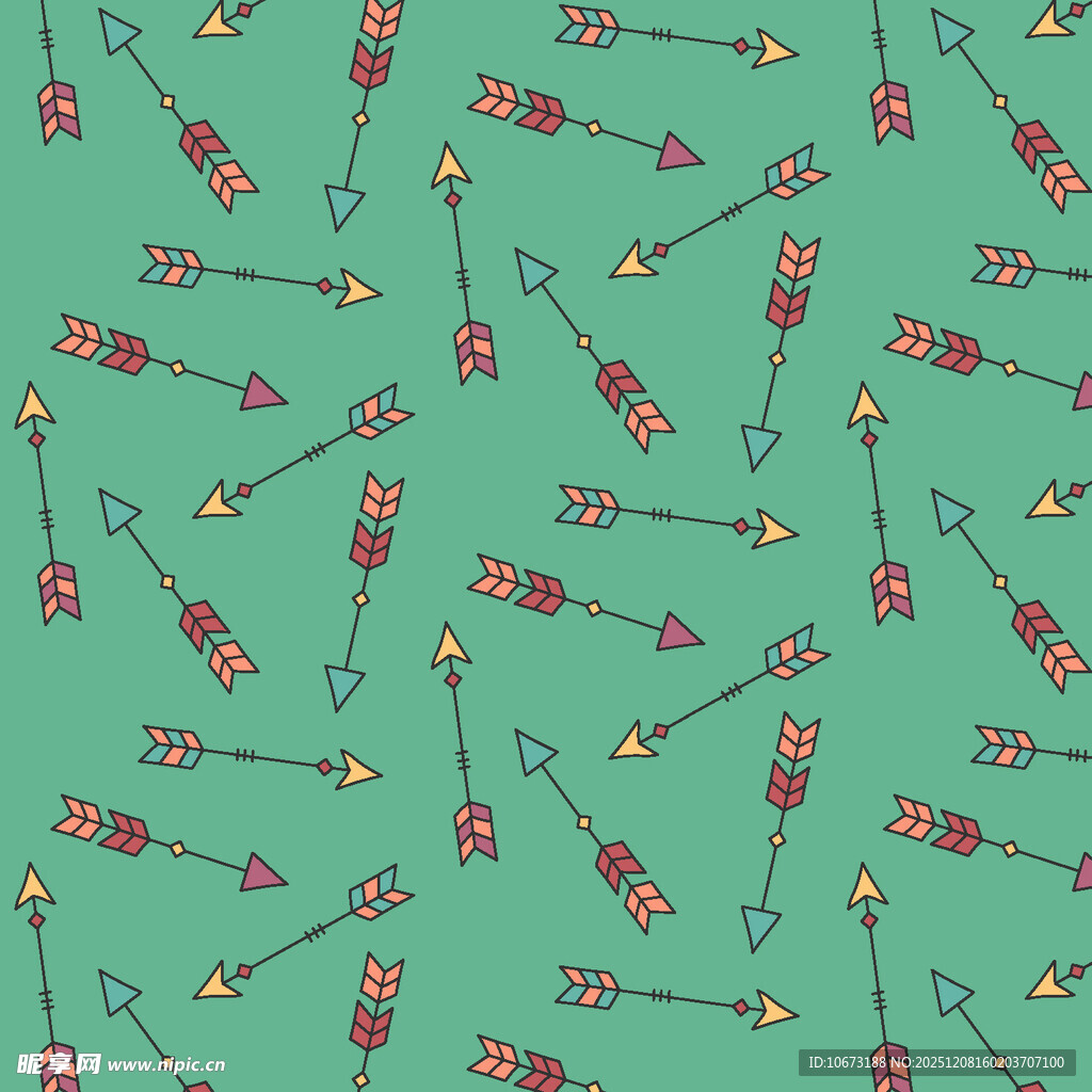 绿色背景多彩箭头图案