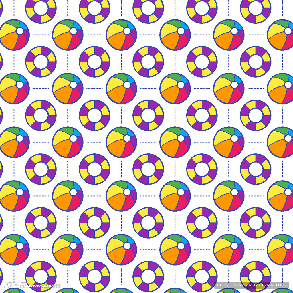 彩色沙滩球无缝图案背景