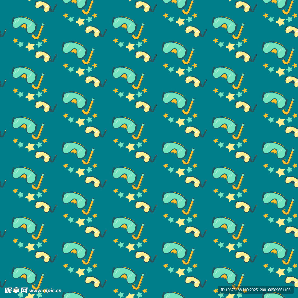 蓝底花卉图案无缝背景