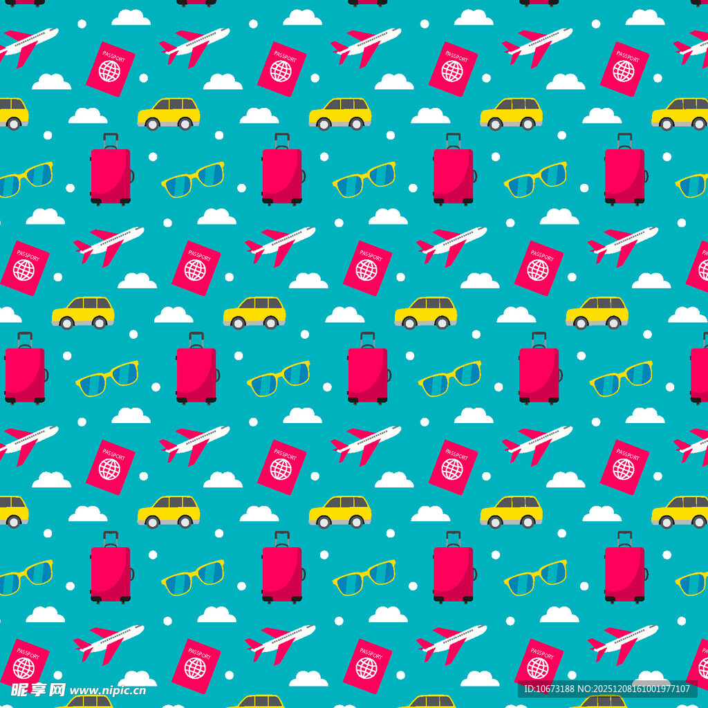 蓝底多彩动物图案背景