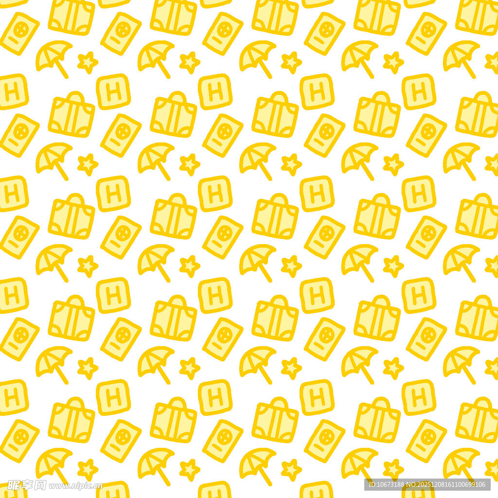 黄色宝箱图案无缝背景图