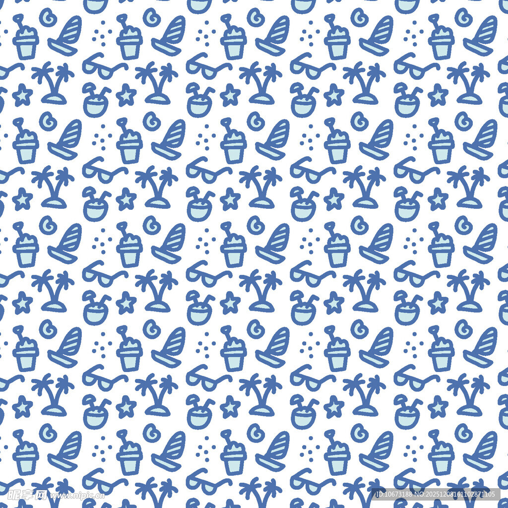 蓝白花卉图案无缝背景