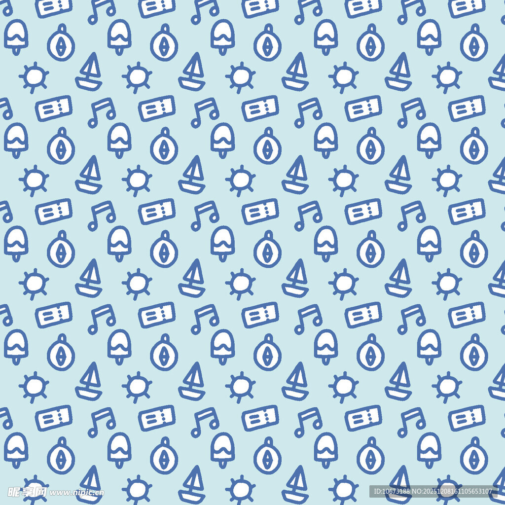 蓝色清新航海元素图案背景