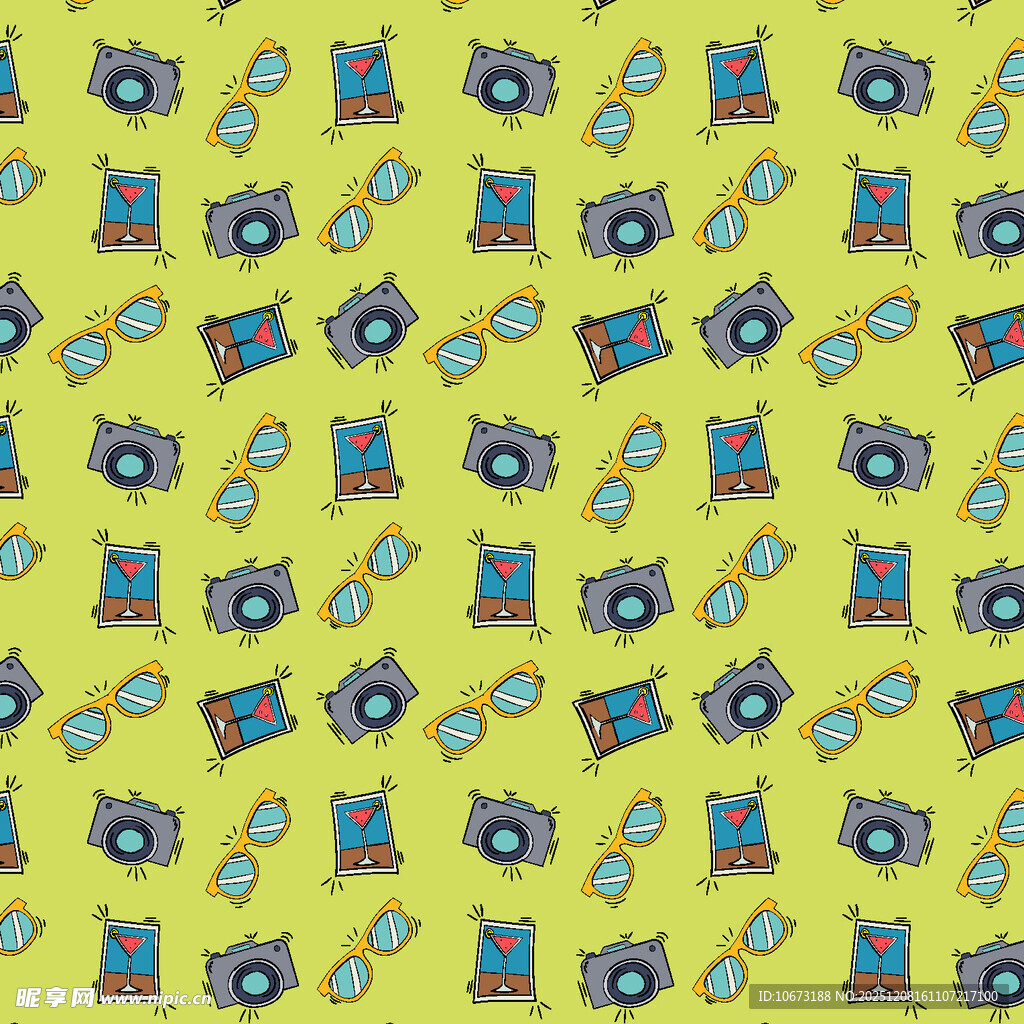 黄色背景相机眼镜图案