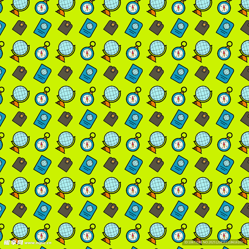 多彩卡通图案无缝背景图