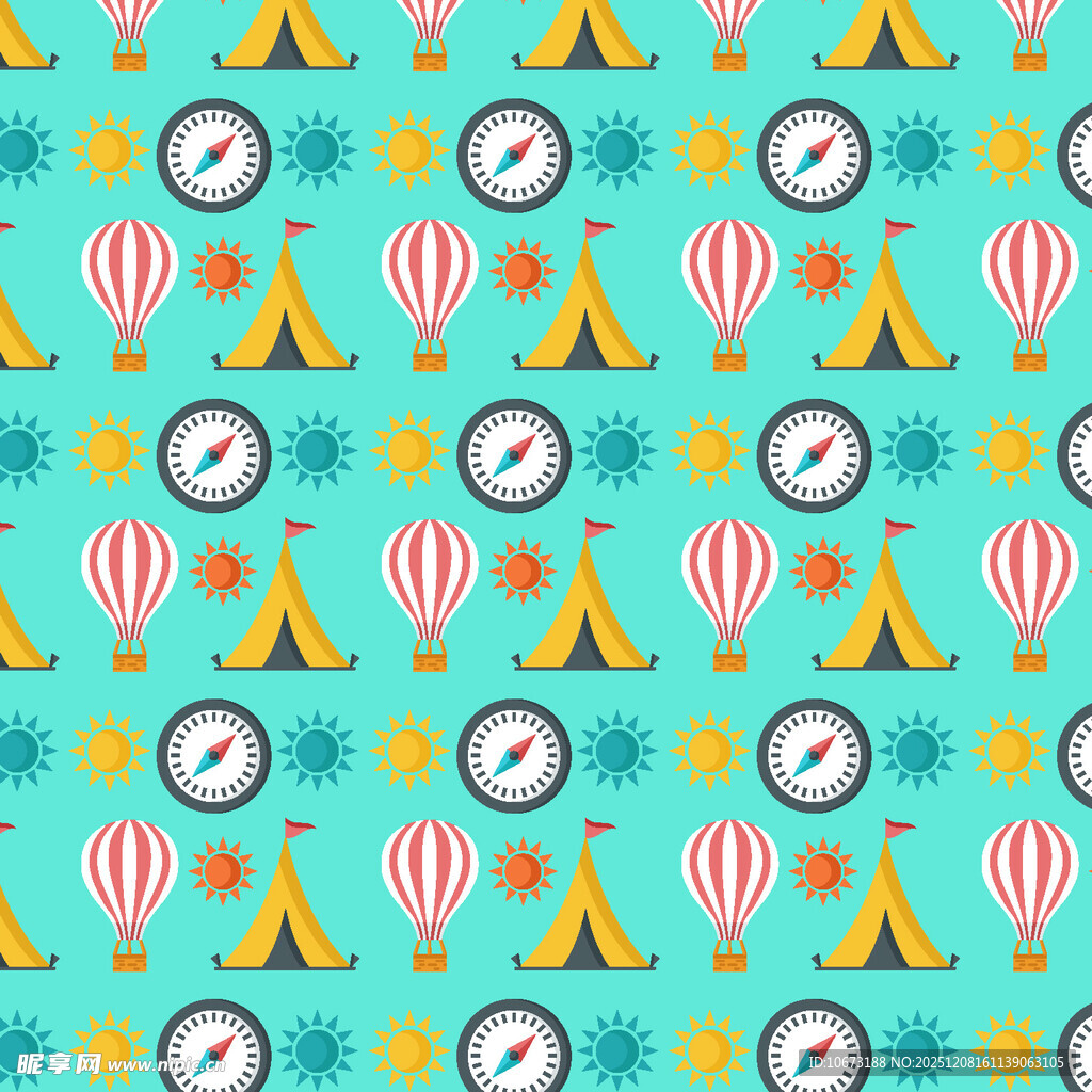 户外露营主题无缝图案背景