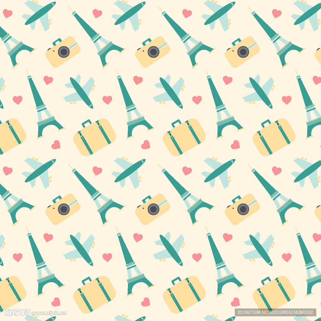 旅行元素无缝图案背景