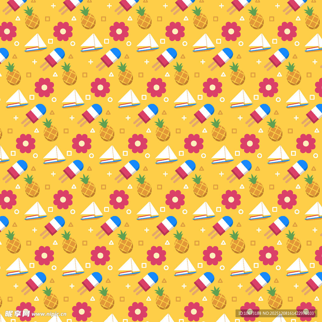 黄色花卉几何图案背景