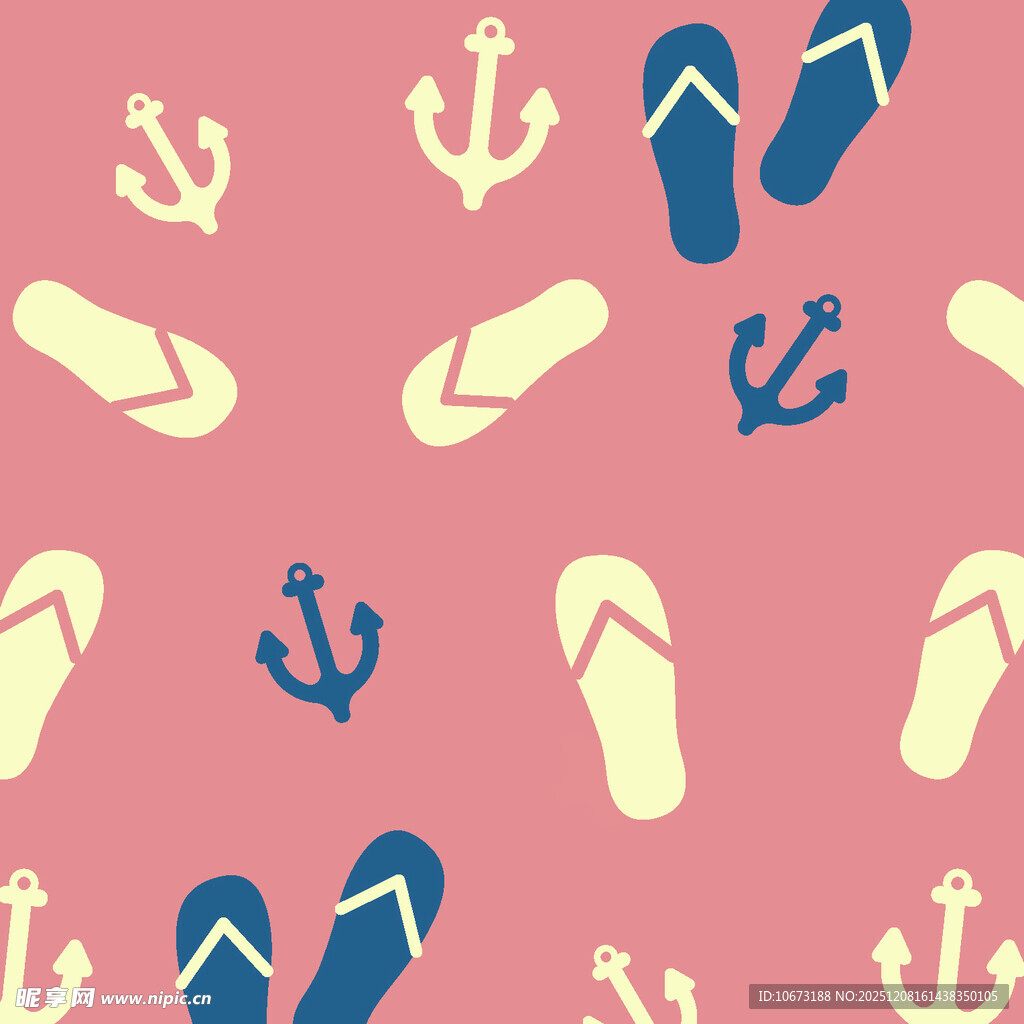 夏日海洋风拖鞋锚图案