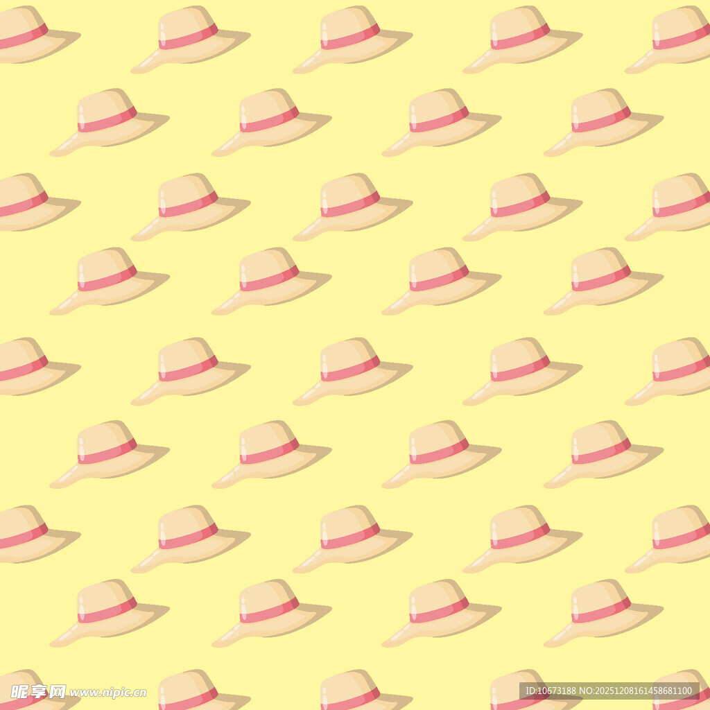 黄色背景粉色遮阳帽图案