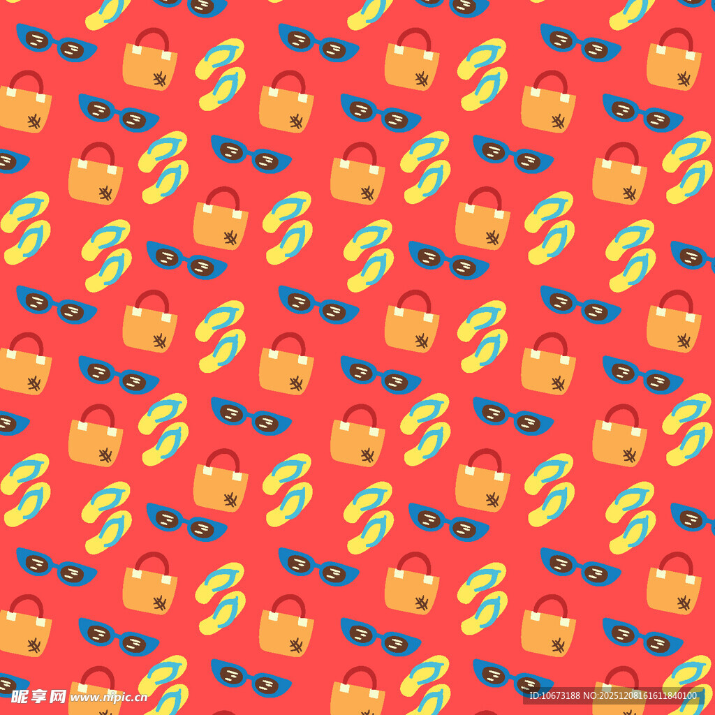 红色背景多彩图案装饰图