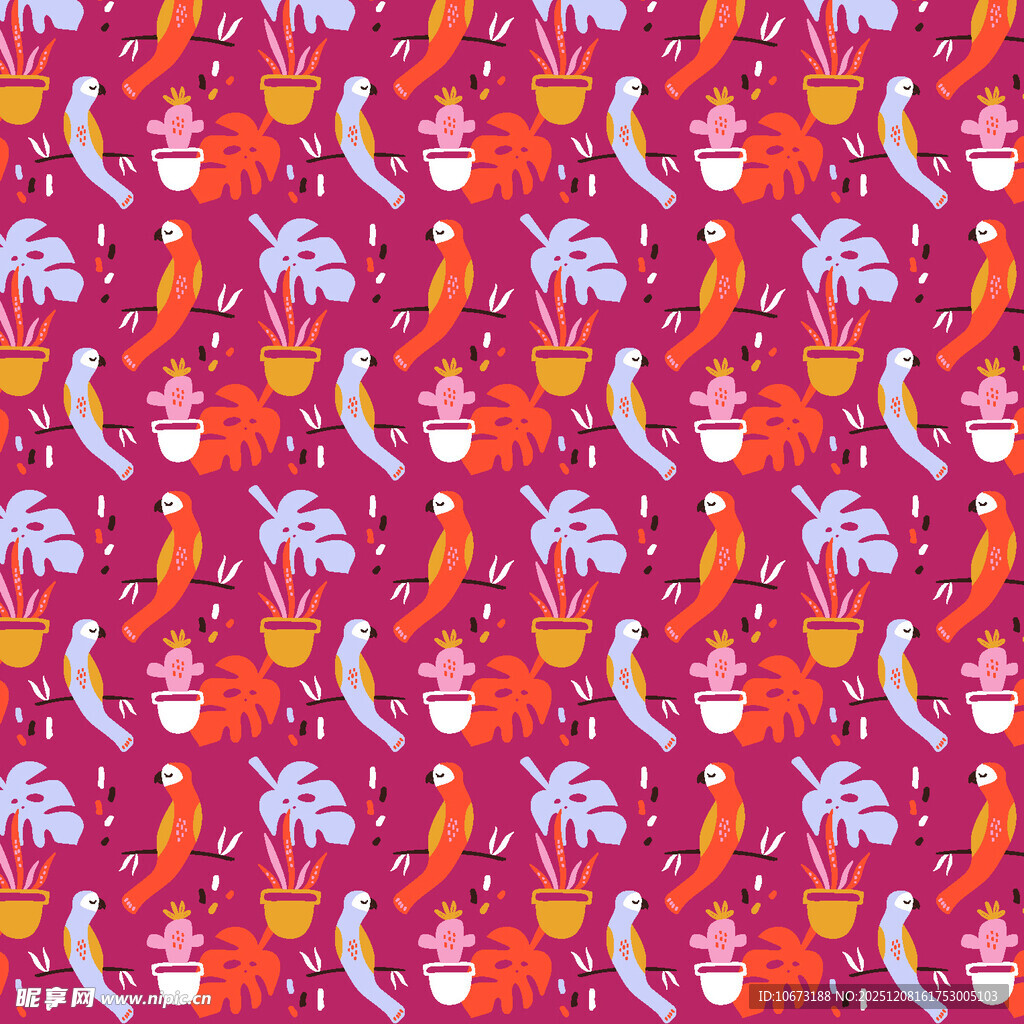 热带风情水果花卉图案