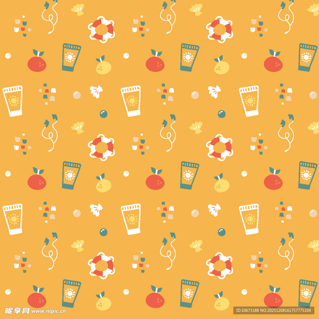 水果饮品图案的黄色背景图