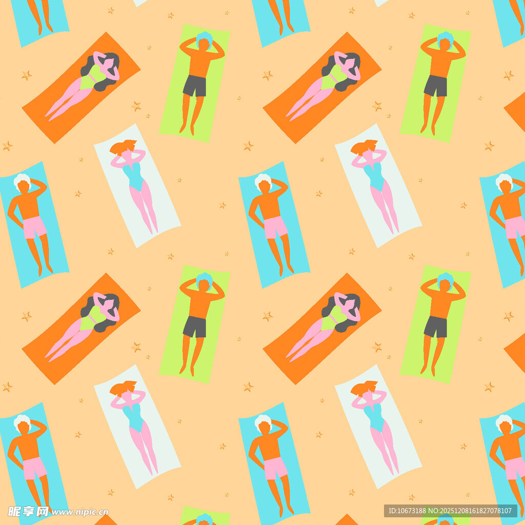 沙滩日光浴图案背景图