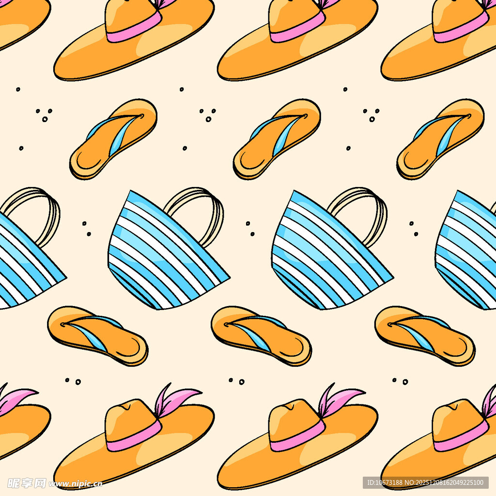 夏日沙滩配饰图案设计