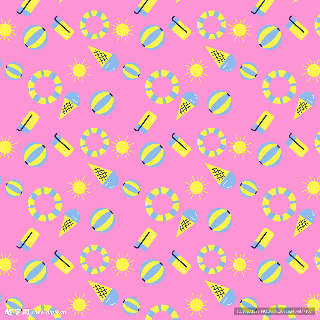粉色背景多彩图案无缝纹理