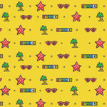 黄色背景趣味图案无缝设计