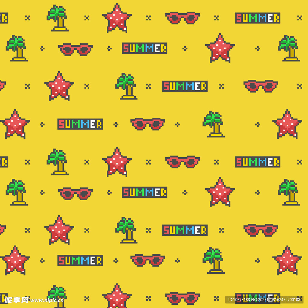 黄色背景趣味图案无缝设计