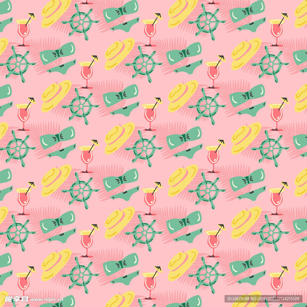 粉色底蜻蜓海星图案布料