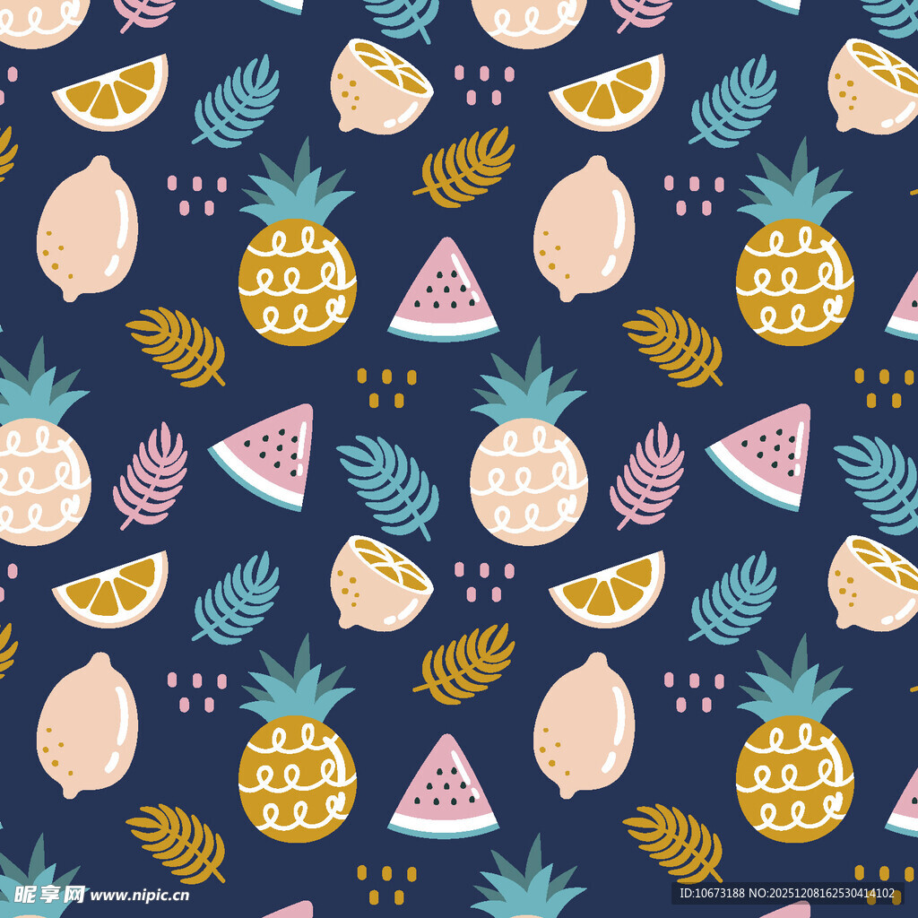 水果图案的深蓝色背景纹理