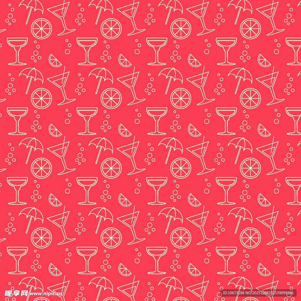 红色酒杯图案无缝背景图