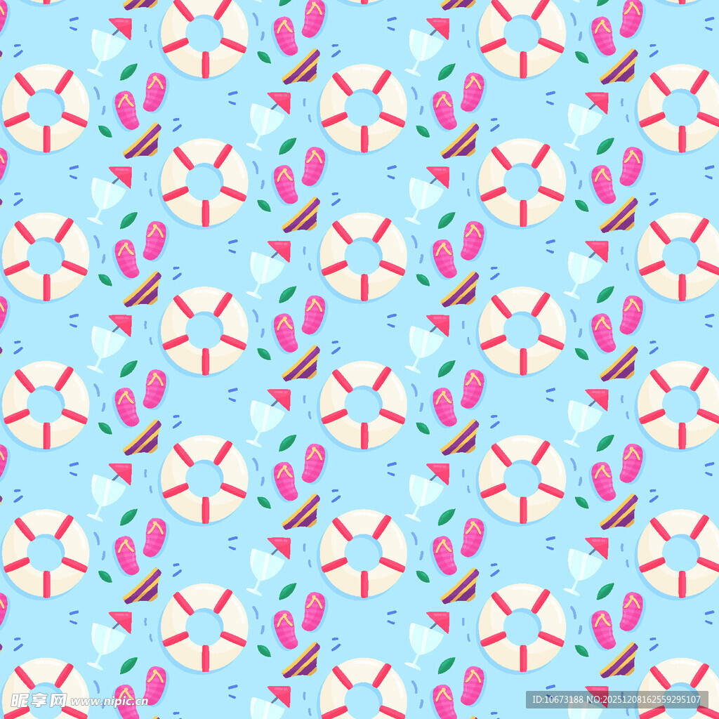 蓝底花卉图案无缝背景