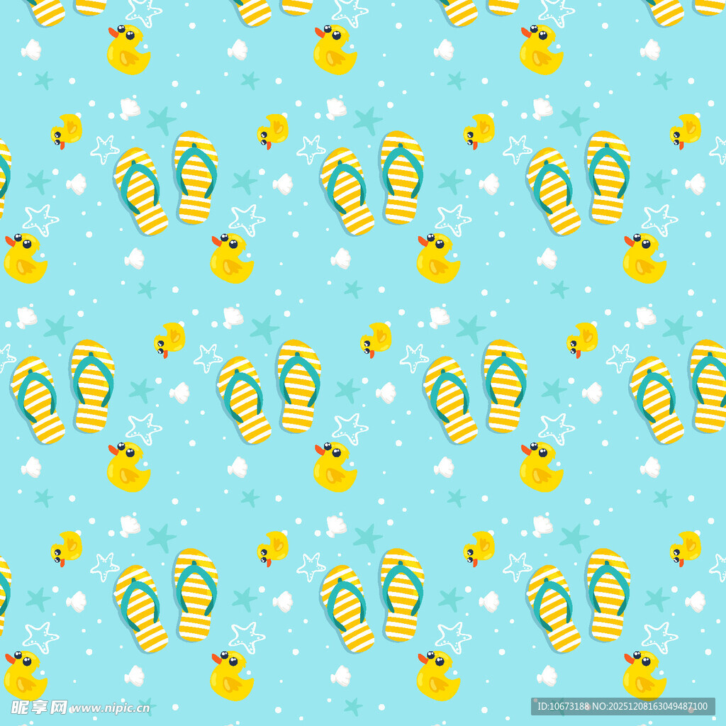 蓝色背景小黄鸭图案