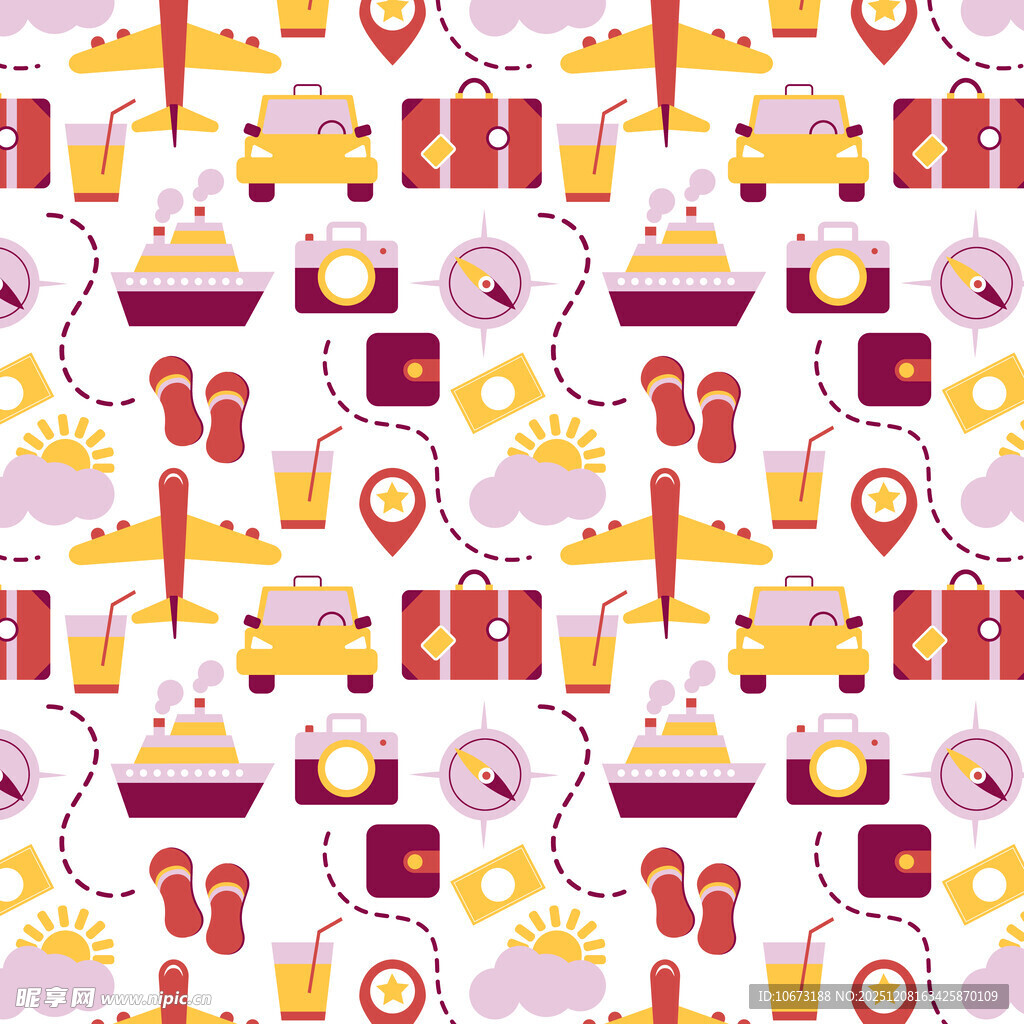 多彩电商元素无缝图案背景