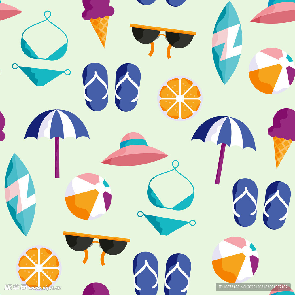 夏日海滩度假元素图案