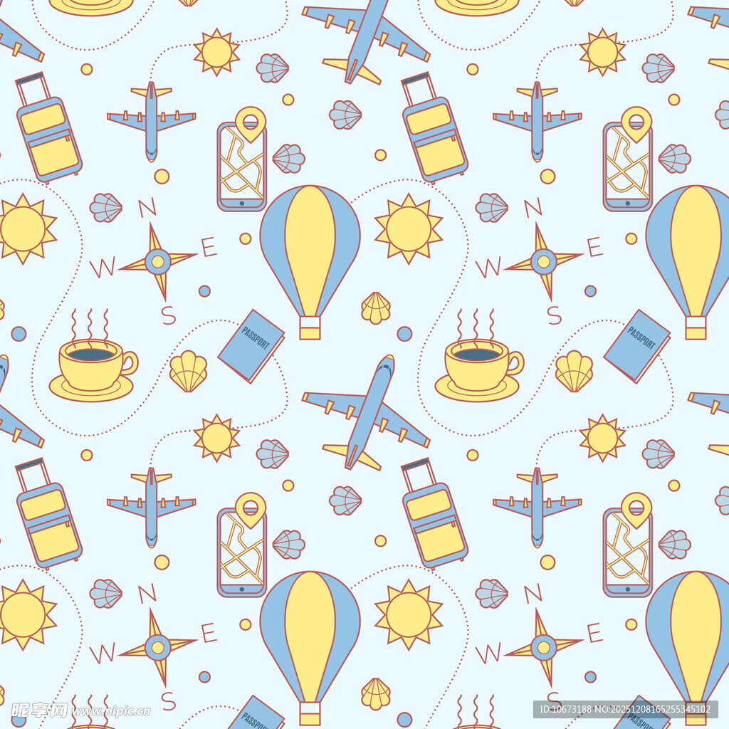 旅行元素无缝图案背景