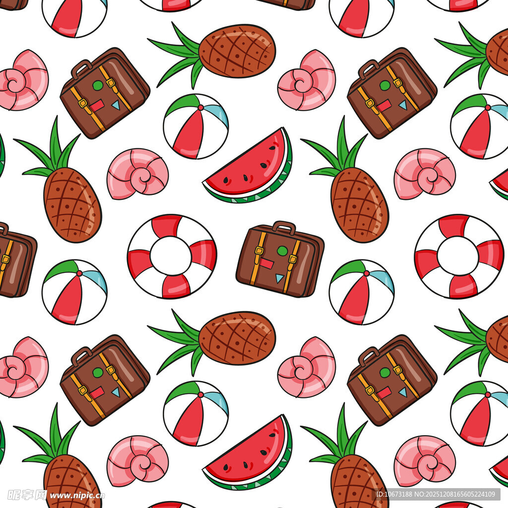 夏日度假元素无缝图案