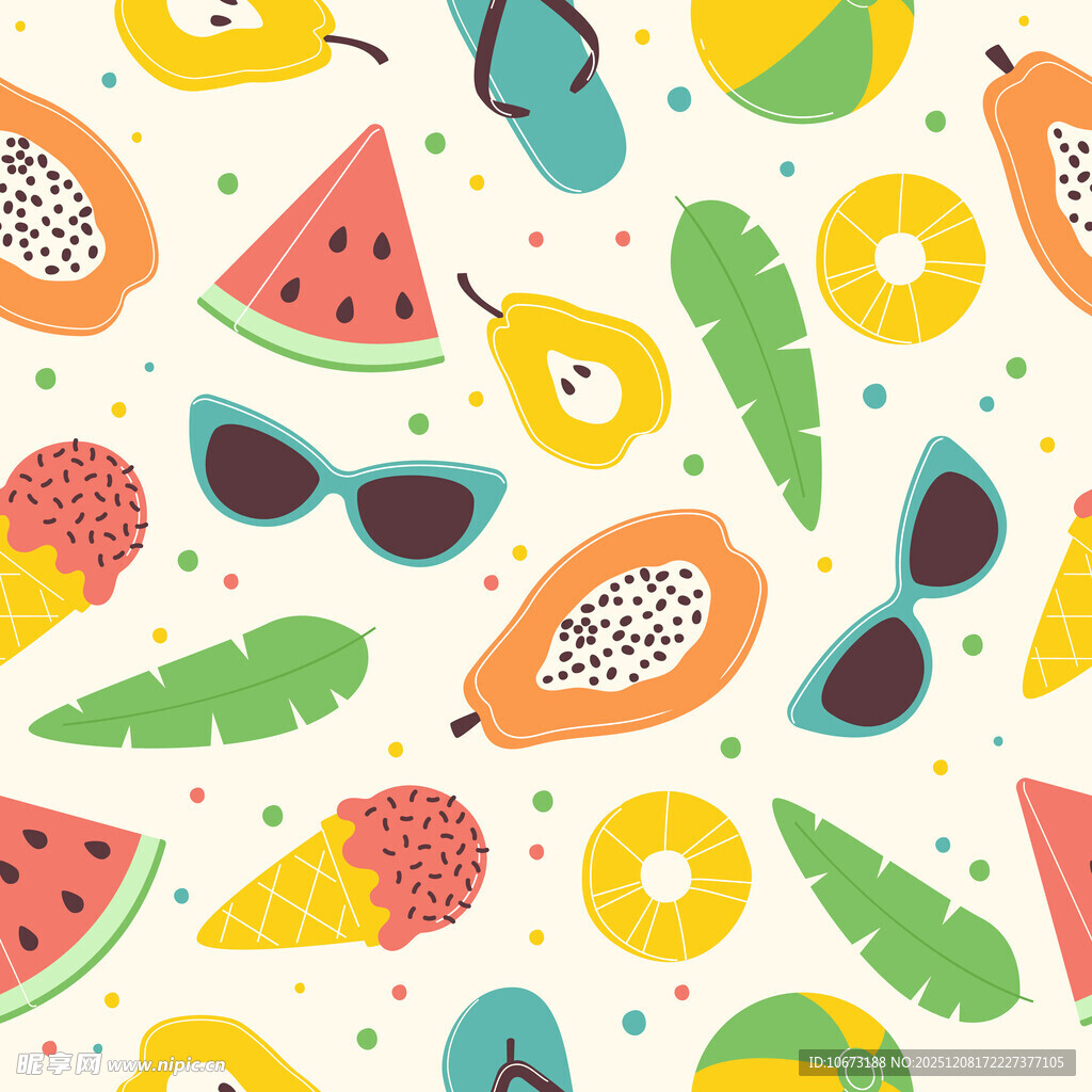 夏日水果与配饰图案背景