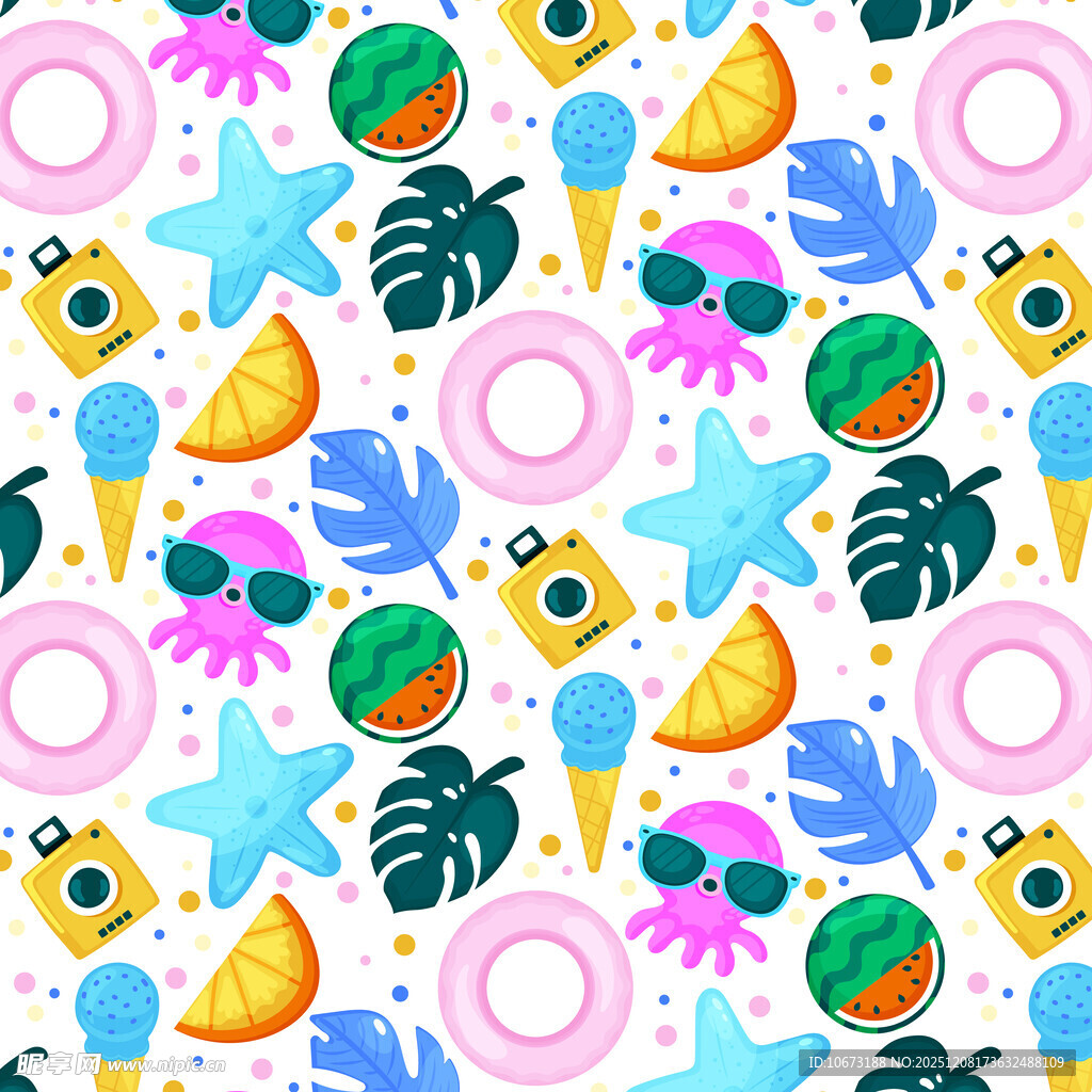 夏日水果元素可爱图案