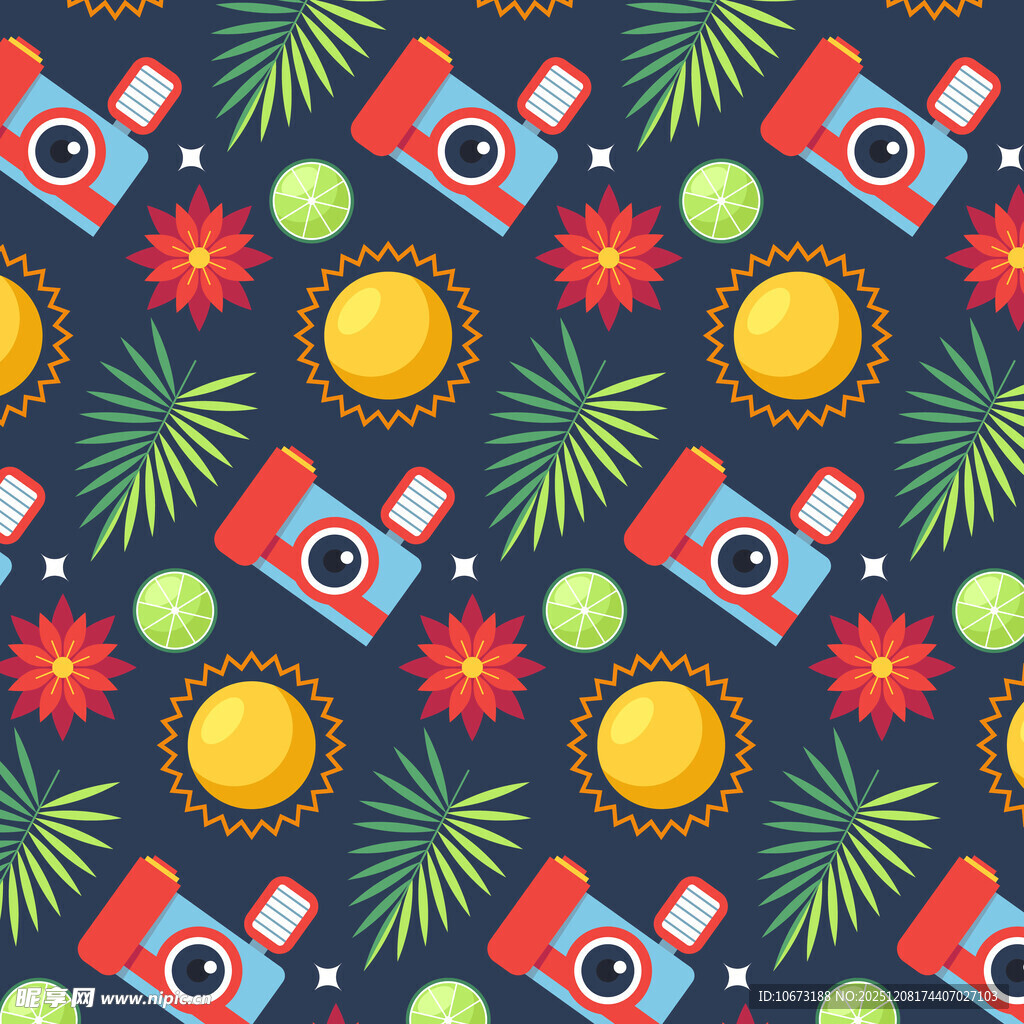 热带风相机花卉图案背景