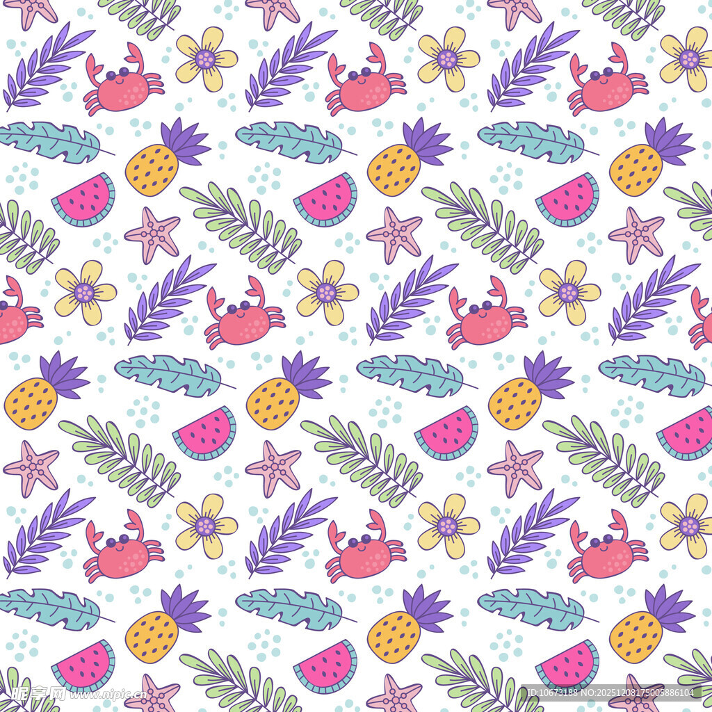 可爱水果花卉卡通图案