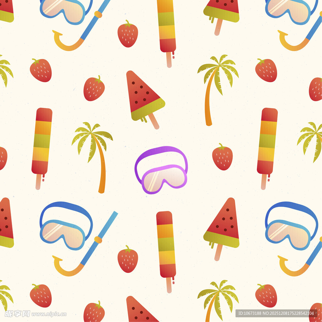 夏日清凉元素无缝图案