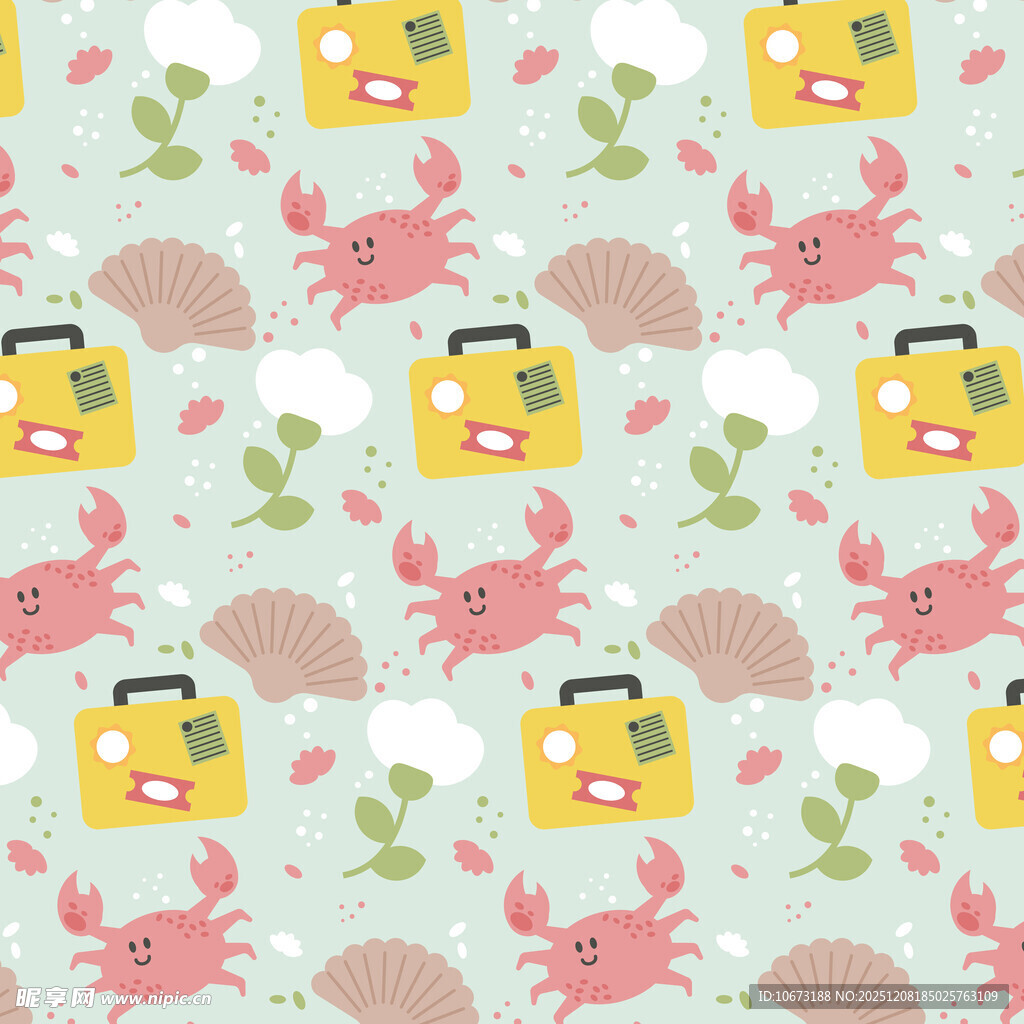 刺猬与行李箱图案背景