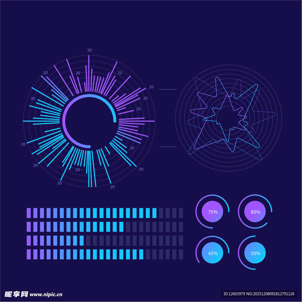 炫彩科技风图形元素集合