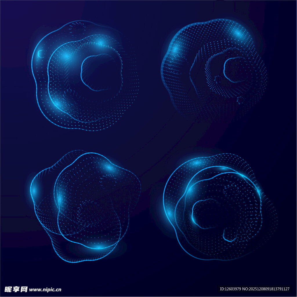 蓝色发光抽象圆形图案