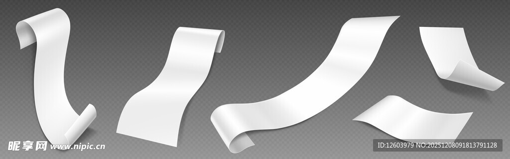 白色卷曲纸条素材