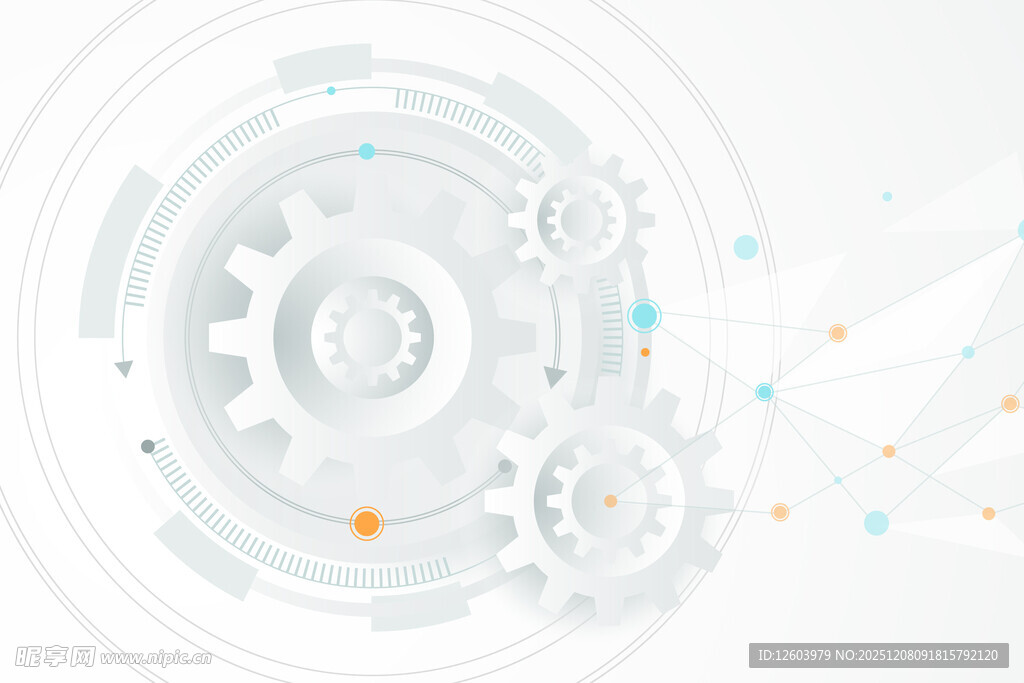 科技感白色齿轮背景图案