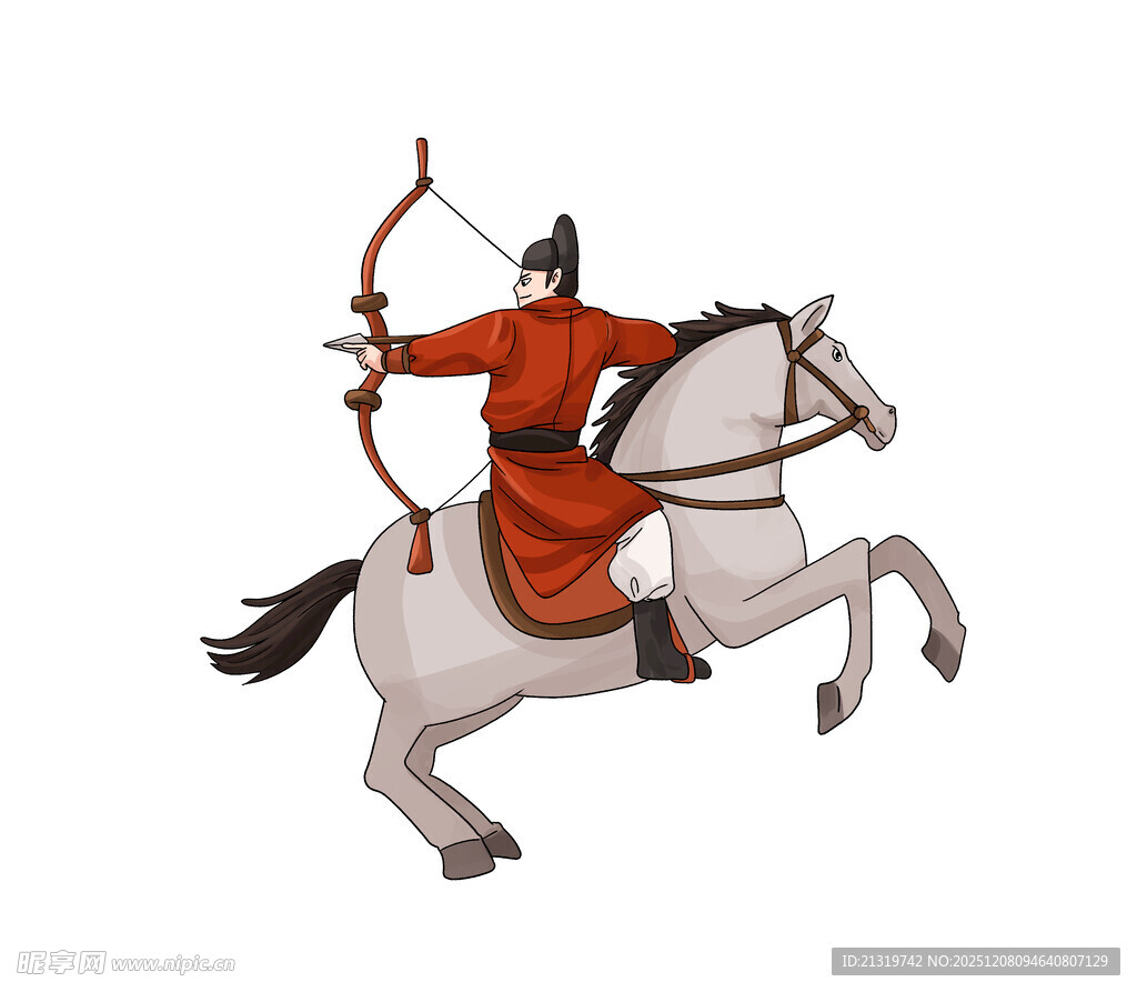 手绘骑马射箭