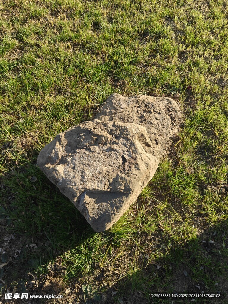 草地上的一块大石头