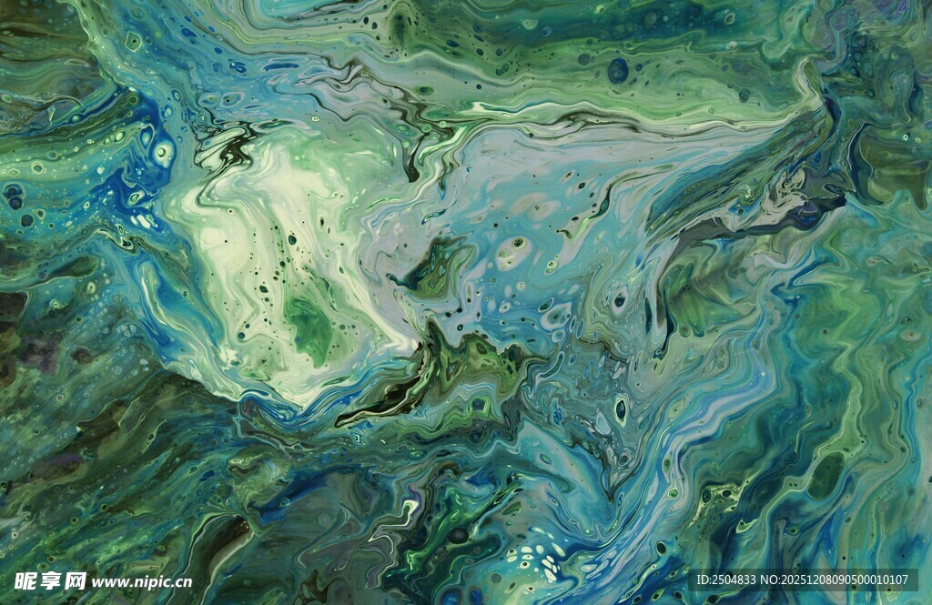 抽象蓝绿交融艺术画作