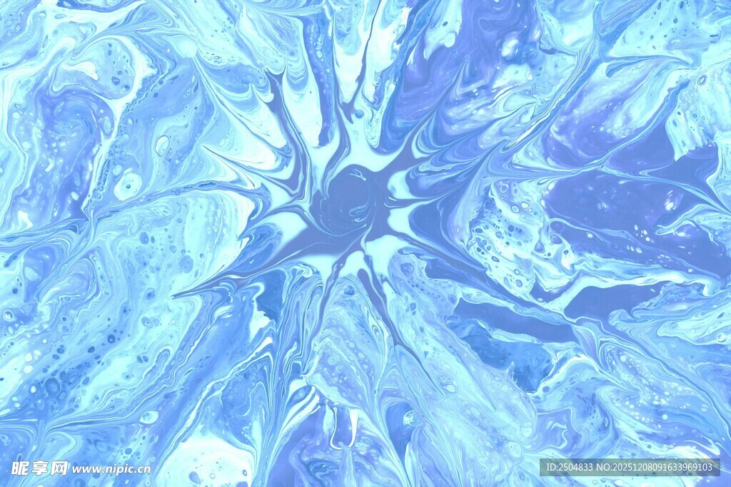 蓝色抽象冰晶艺术画面
