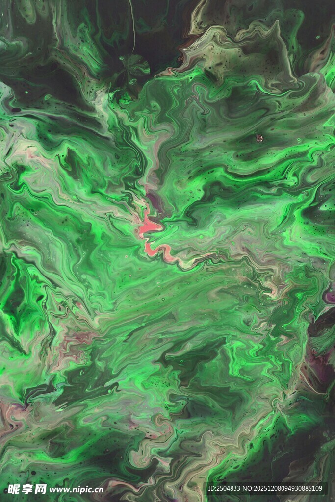 梦幻绿色抽象流体艺术画面